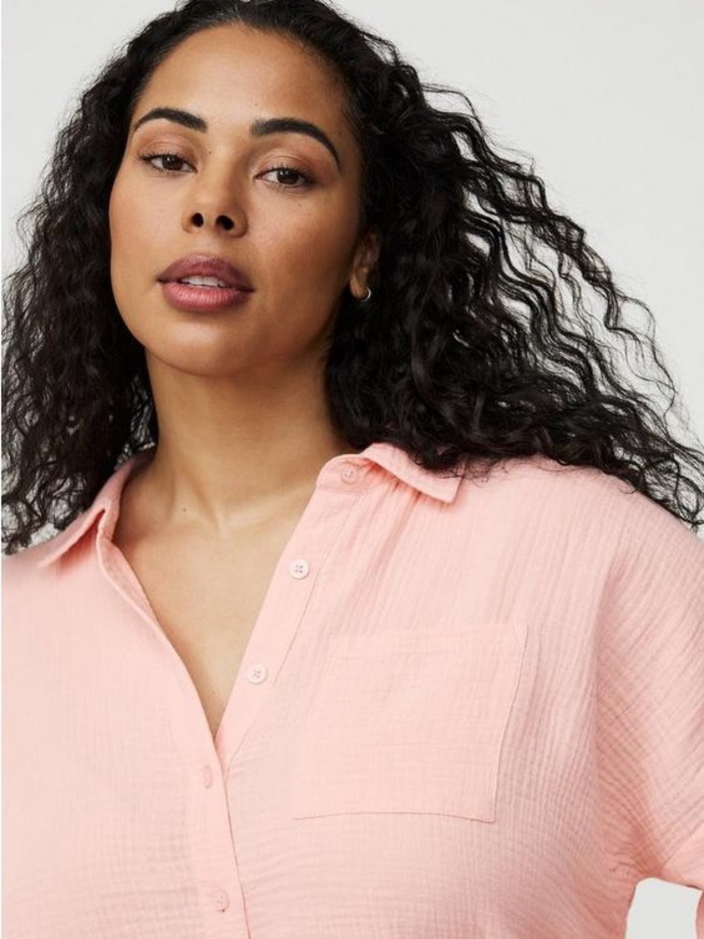 Pink Button-Up Women's Top